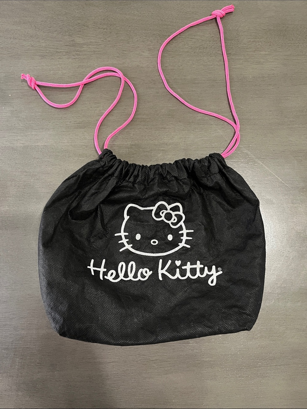 Hello Kitty Black Drawstring Pouch with Pink Cord dust bag for satchel